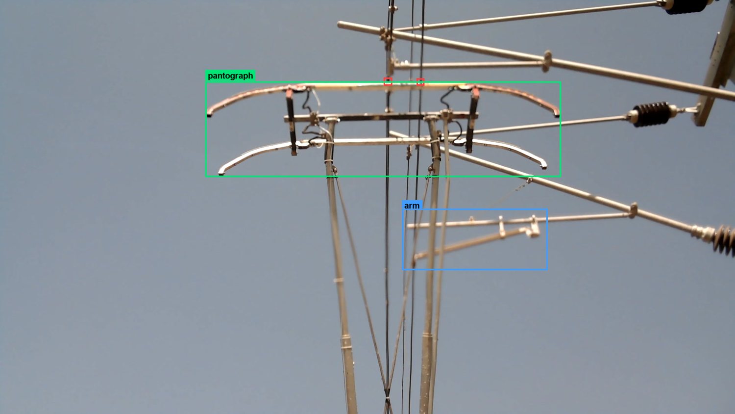 Labelled railway frame, Palanpur: Double-wire section: two contact points on one pantograph strip.